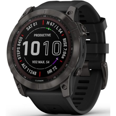 Garmin Fenix 7x Sapphire Solar multisport GPS óra szürke titánium, fekete szilikon szíjjal