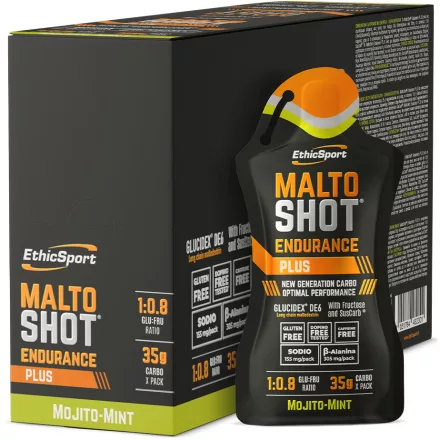 EthicSport Malto Shot Endurance Plus mojito-menta energiazselé 15x50 ml