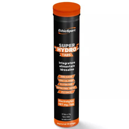 Ethicsport Super Hydro Tabs cukormentes elektrolit és vitamin pezsgőtabletta Natural Orange