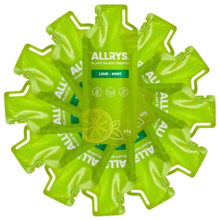 Allrys Cool Breeze lime mentás gluténmentes energiazselé tizenkettes csomag 12 x 50 g