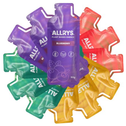 Allrys Vital Power áfonyás-ribizlis gluténmentes energiazselé négyes csomag 4 x 50 g