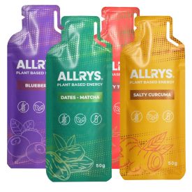 Allrys Vital Power áfonyás-ribizlis gluténmentes energiazselé négyes csomag 4 x 50 g