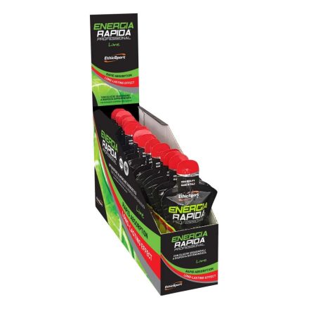 EthicSport Energia Rapida Professional lime ízű laktóz- és gluténmentes energiazselé csomag 15 x 50 ml